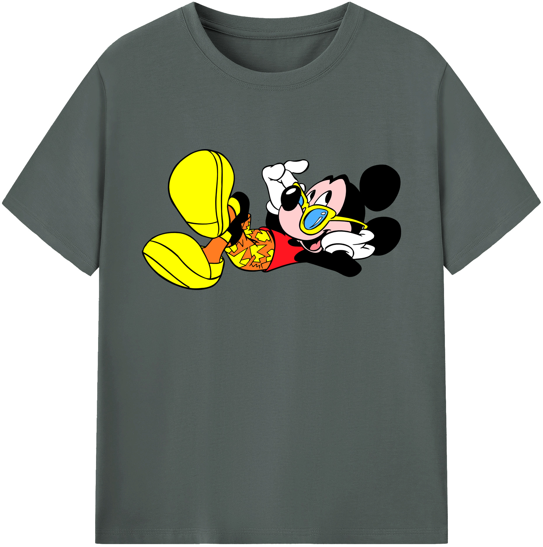 ミッキーマウス Mickey Mouse 綿100％ メンズ半袖Tシャツ｜肌触りやわらか＆通気性